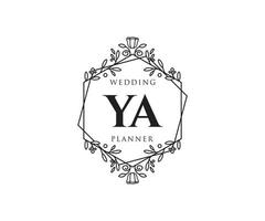 ya initiales lettre collection de logos de monogramme de mariage, modèles minimalistes et floraux modernes dessinés à la main pour cartes d'invitation, réservez la date, identité élégante pour restaurant, boutique, café en image vectorielle vecteur