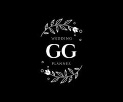 gg initiales lettre collection de logos de monogramme de mariage, modèles minimalistes et floraux modernes dessinés à la main pour cartes d'invitation, réservez la date, identité élégante pour restaurant, boutique, café en image vectorielle vecteur