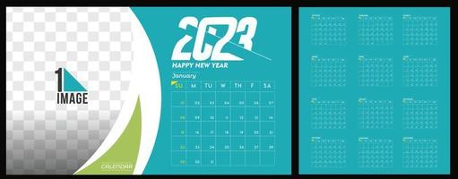 Conception de bonne année du calendrier 2023 avec l'espace de votre image. vecteur