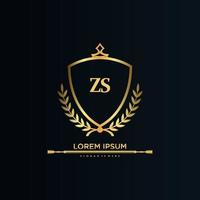 lettre zs initiale avec modèle royal.élégant avec vecteur de logo de couronne, illustration vectorielle de logo de lettrage créatif.