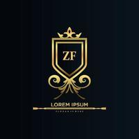lettre zf initiale avec modèle royal.élégant avec vecteur de logo de couronne, illustration vectorielle de lettrage créatif logo.