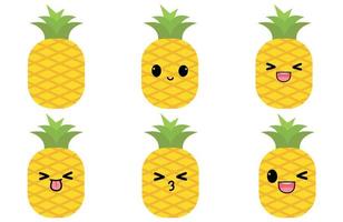 ananas jaune aux yeux kawaii. illustration vectorielle design plat d'orange sur fond blanc vecteur