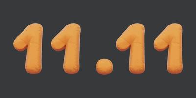 11.11 vente or gonflable feuille d'hélium numéros pain ballons style. illustration vectorielle eps10 vecteur