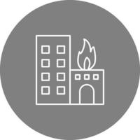 icône de vecteur de bâtiment en feu unique