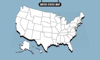 carte des états unis dessin animé plat vecteur