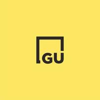 logo monogramme initial gu avec un design de style carré vecteur