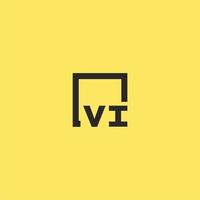 vi logo monogramme initial avec un design de style carré vecteur