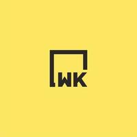 wk logo monogramme initial avec un design de style carré vecteur