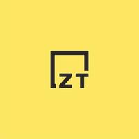 logo monogramme initial zt avec un design de style carré vecteur