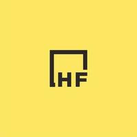 logo monogramme initial hf avec un design de style carré vecteur