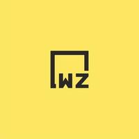 logo monogramme initial wz avec un design de style carré vecteur