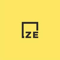 logo monogramme initial ze avec un design de style carré vecteur