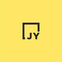 jy logo monogramme initial avec un design de style carré vecteur