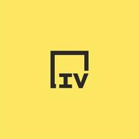 logo monogramme initial iv avec un design de style carré vecteur