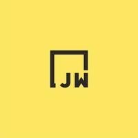 logo monogramme initial jw avec un design de style carré vecteur