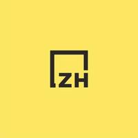 logo monogramme initial zh avec un design de style carré vecteur