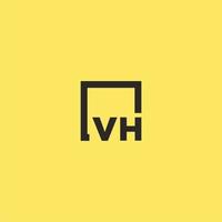 logo monogramme initial vh avec un design de style carré vecteur