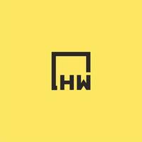 hw logo monogramme initial avec un design de style carré vecteur