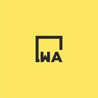 logo monogramme initial wa avec un design de style carré vecteur