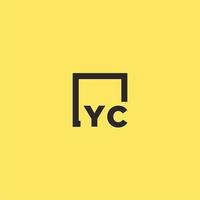 logo monogramme initial yc avec un design de style carré vecteur