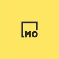 mo logo monogramme initial avec un design de style carré vecteur