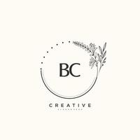 bc beauty vector logo initial art, logo manuscrit de la signature initiale, mariage, mode, bijoux, boutique, floral et botanique avec modèle créatif pour toute entreprise ou entreprise.