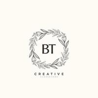 art du logo initial bt beauty vector, logo manuscrit de la signature initiale, mariage, mode, bijoux, boutique, floral et botanique avec modèle créatif pour toute entreprise ou entreprise. vecteur