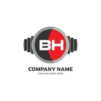 bh lettre logo design icône fitness et musique symbole vectoriel. vecteur