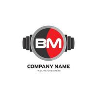 bm lettre logo design icône fitness et musique symbole vectoriel. vecteur