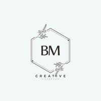 art du logo initial bm beauty vector, logo manuscrit de la signature initiale, mariage, mode, bijoux, boutique, floral et botanique avec modèle créatif pour toute entreprise ou entreprise. vecteur