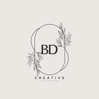 bd beauté image vectorielle initiale du logo, logo manuscrit de la signature initiale, mariage, mode, bijoux, boutique, floral et botanique avec modèle créatif pour toute entreprise ou entreprise. vecteur