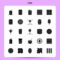 ensemble d'icônes de nourriture solide 25 conception de style de glyphe vectoriel icônes noires définies idées d'affaires web et mobiles conception illustration vectorielle