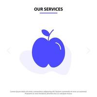 nos services apple éducation école étude solide glyphe icône modèle de carte web vecteur