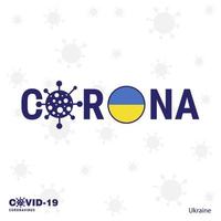 ukraine coronavirus typographie covid19 pays bannière restez à la maison restez en bonne santé prenez soin de votre propre santé vecteur