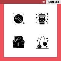 ensemble de 4 glyphes solides vectoriels sur la grille pour le calcul de la flèche vers le haut du dossier de boisson à gauche éléments de conception vectoriels modifiables vecteur