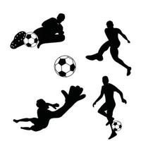 illustration vectorielle du championnat du monde de football utilisé pour les besoins de conception graphique. silhouette d'un ensemble de joueurs de football vecteur