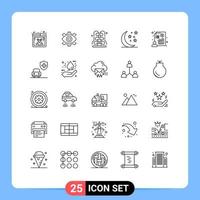 ligne d'interface mobile ensemble de 25 pictogrammes d'éléments de conception vectoriels modifiables de parc aquatique créatif de nuit halloween vecteur