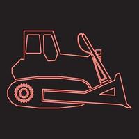 néon bulldozer couleur rouge image d'illustration vectorielle style plat vecteur