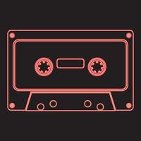 cassette audio rétro néon couleur rouge image d'illustration vectorielle style plat vecteur
