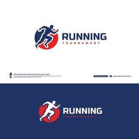 modèle de logo de club de course, type de journal de tournoi de marathon, identité d'équipe sportive. forme physique, entraînement d'athlète pour le symbole de la vie, création de logo de lettrage créatif. vecteur