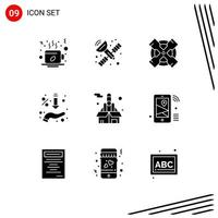 pack de glyphes solides de 9 symboles universels de force offrent des outils main pour cent éléments de conception vectoriels modifiables vecteur