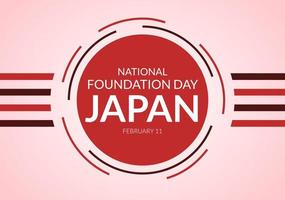 bonne journée de la fondation nationale du japon le 11 février avec des monuments japonais célèbres et un drapeau dans un dessin animé de style plat illustration de modèles dessinés à la main vecteur