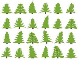 ensemble de vingt-quatre pins verts sur fond blanc. illustration vectorielle vecteur
