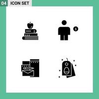 4 icônes créatives signes et symboles modernes du livre publicité éducation électricité identité éléments de conception vectoriels modifiables vecteur