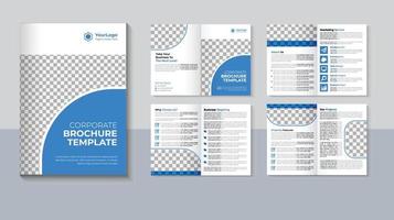 conception de brochure d'entreprise de 8 pages, modèle de brochure créative, conception de brochure d'entreprise, profil d'entreprise moderne, couleur bleue, image vectorielle pro vecteur
