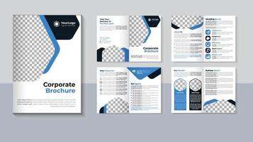 conception de brochure créative de 8 pages, modèle de brochure d'entreprise, conception de brochure d'entreprise, profil d'entreprise moderne, couleur bleue, image vectorielle pro vecteur