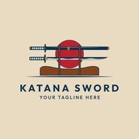 Conception d'illustration vectorielle vintage logo épée katana vecteur