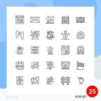 25 pack de lignes d'interface utilisateur de signes et symboles modernes de message de commerce de vente acheter du thé éléments de conception vectoriels modifiables vecteur