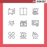 9 icônes créatives signes et symboles modernes de la formule du calendrier des événements envoyer des éléments de conception vectoriels modifiables en papier vecteur