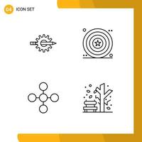 ligne d'interface mobile ensemble de 4 pictogrammes d'éléments de conception vectoriels modifiables de lien de célébration de développement de bouclier de contenu vecteur